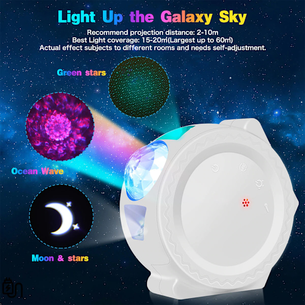 360° pyörivä LED Star Light Galaxy -projektori ja yölamppu (USB-virtalähde) white