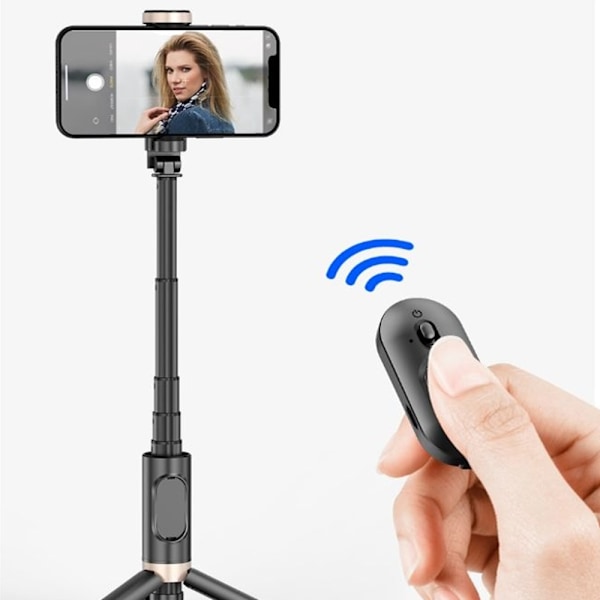 Bluetooth trådlös handhållen Selfie Stick-stativ Utdragbar monopod med fjärrkontroll-USB-uppladdningsbar White