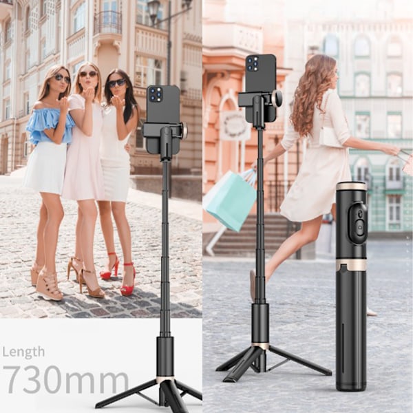 Bluetooth trådlös handhållen Selfie Stick-stativ Utdragbar monopod med fjärrkontroll-USB-uppladdningsbar White