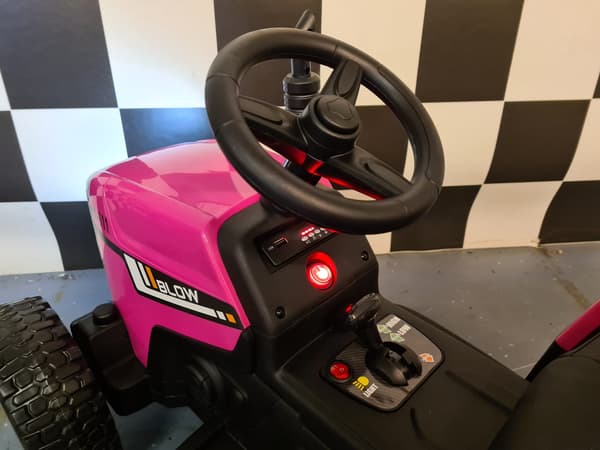 Børnetraktor 12 volt med trailer pink