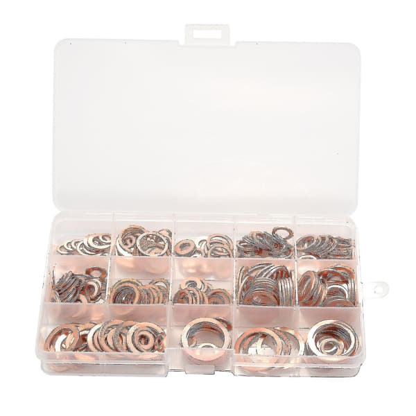 280st Professionellt Sorterat Kopparbricka Packningsset Platt Ring Tätningssortiment Kit M5-m20 Med Låda