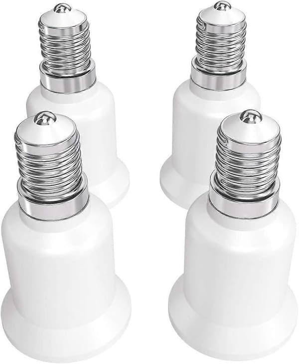 4x Sockeladapter - E14 till E27 Sockelkonverterare - E27 Bas Lamphållaradapter för Halogen LED-lampa