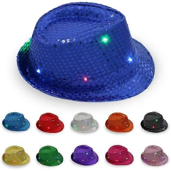 Vuxen 9-färgs LED-lampa paljetter Performance Jazz-keps (Marinblå) 1 styck