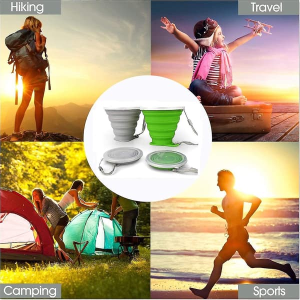 Silikon Hopfällbar Resemugg, 273ml Vikbar Campingmugg Med Lock, Expanderbar