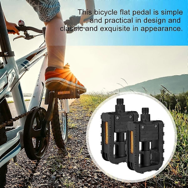 1 par halkfria mountainbikepedaler platta pedaler stabilitet cykelpedaler mountainbikepedaler utomhus cykeltillbehör svart 1 par halkfria fästen