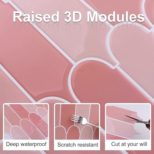6 st 2,5 mm Tjocka Självhäftande 3D Väggplattor för Köket (30,5x 30,5cm)