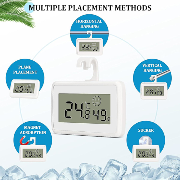 Mini Digital LCD Termometer Hygrometer Temperatur Luftfuktighet Portabel Termo Hygrometer Indikator med Max/Min-registreringar för Kontor Kök Kylskåp Hem
