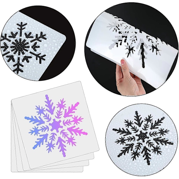 Fönster Snöflinga Schablon - 4 Delar För Juldekoration