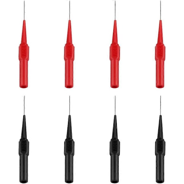 8 st Testprober, Testkablar för multimeter i rostfritt stål Multifunktionell testkabel (Röd och Svart)