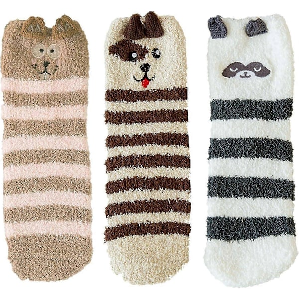 3 Par Dam Fluffiga Strumpor, Mjuka Fuzzy Strumpor Vinter Bekväma Varma Fluffiga Strumpor