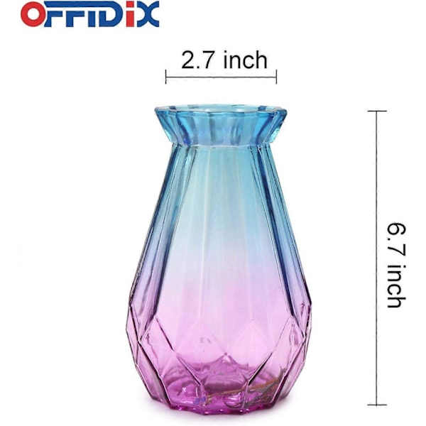 Glasvas Gradient Flerfärgad Vas Geometrisk Fasetterad Färgglad Glasvas för Hem, Kontor eller Bröllopspresent till familjen SWHY