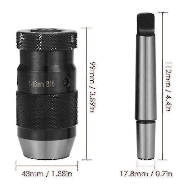Borrfoder Snabbspännings Borrchuck 1-16mm B16 Med Koner Mk2 Auslappenblappe Skick: Ny
