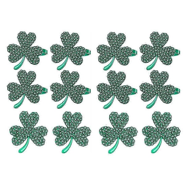 12 st Shamrock Servettring Spänne Servettring Strass Servettring för . 's Day Bröllopsfest Tab