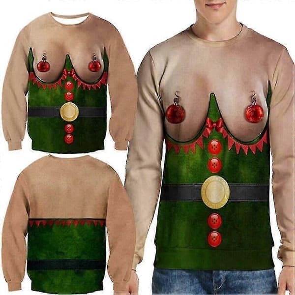 Fula Jultröjan Tröja Herr Dam Rolig 3D-tryck Sweatshirt Jul Tröja L