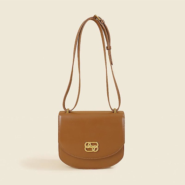 Dam Handväska Läder Sadel Crossbody Axelremsväska Underarms Nischdesign Väska Axelväska