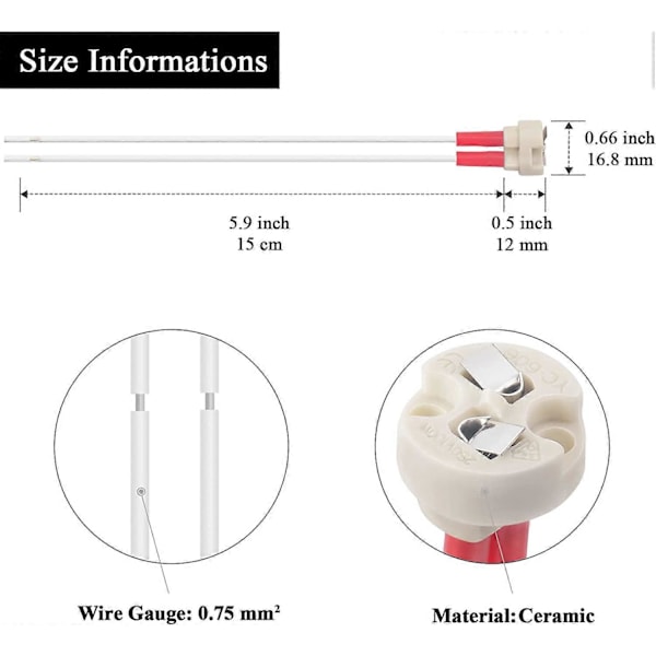 Bi-Pin Sockel, G4, GU5.3, G6.35, GY6.35, GX5.3 MR16, GZ4 MR11, Halogen Glöd Sockel Keramisk Kropp Lamphållare (6st)