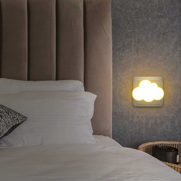 Sensor Nattlampa [2-pack], Molnform med Skymningssensor, Liten LED Vägglampa för Barnrum, Hallvägglampa, Trappljus