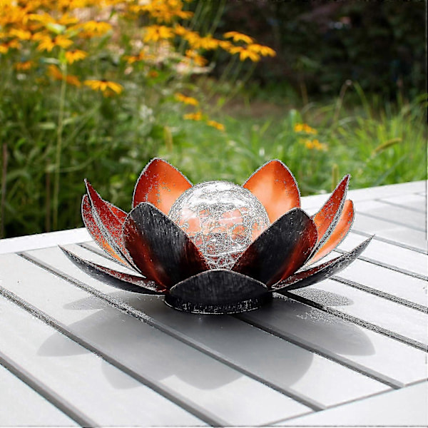 Solarlampa Lotusblomma - Uppladdningsbar LED-blomma med solenergi - Ekologisk dekoration för Tang-trädgård - Amber-Superb