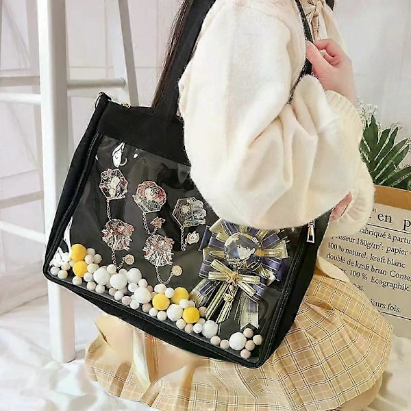 Ny Japansk Kawaii Ita Väska Dam Högstadie- och Gymnasietjejer JK Väska Stor Canvasväska PVC Transparent itabag Axelväska Dam