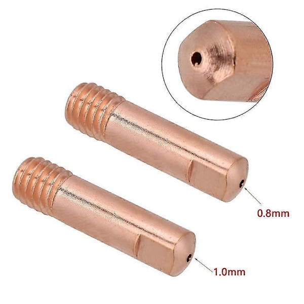 20 st Koppar Kontaktrör Munstycke för 15AK MIG/MAG Svetspistol Förbrukningsmaterial 1.0mm