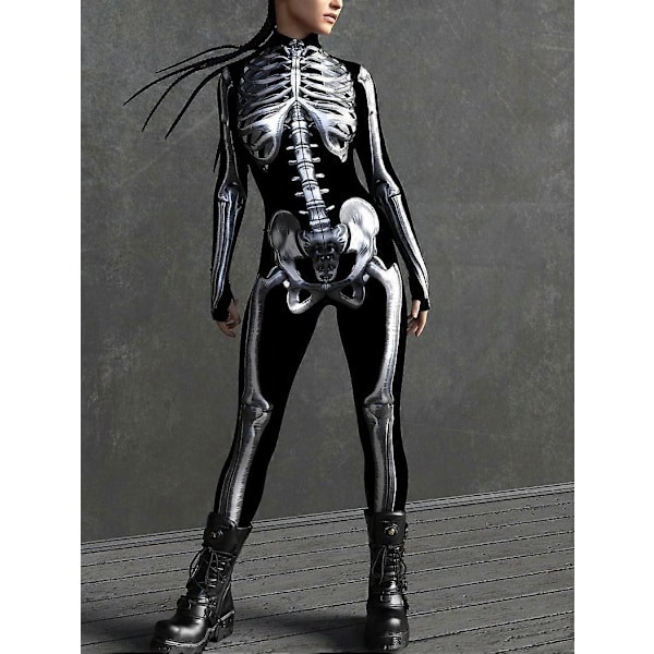 Bästsäljande Skelettdräkt för Kvinnor - Perfekt för Jul, Halloween och Maskeradfester XL