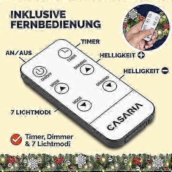 Julgirlang Belyst Dekoration Fjärrkontroll 5m 80 LED Timer Dimbar 7 Ljuslägen Utomhus Juldekoration Julgirlang Gran
