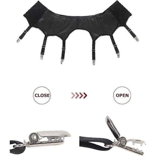 Spetsstrumpbandshållare för Kvinnor 6 Band Plus Size Floral Suspender Bälte Underkläder för