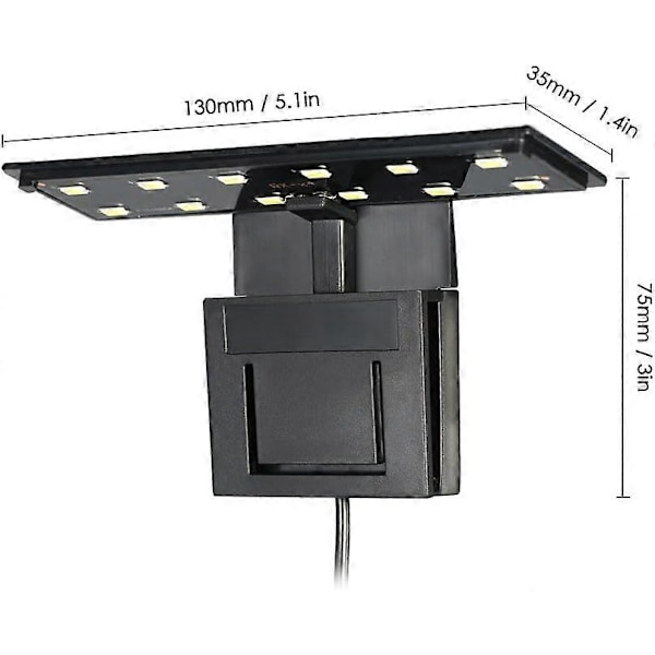 Ultratunn Akvarium LED-lampa Ultraljus Clip-on Belysningslampa 12 LEDs för Akvarium Fisk Tank 5W