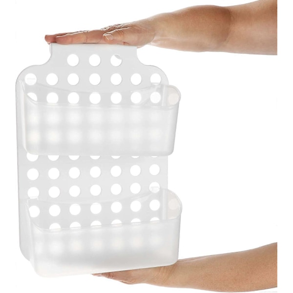 Duschkorg med 2 fack - duschgelhållare med krokar för upphängning - duschkorg (1 st Vit)