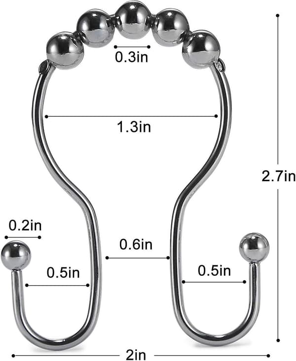 12-pack Duschdraperikrokar Rostfria Dubbla Glidande Anti-Fall Krokar (Krom)