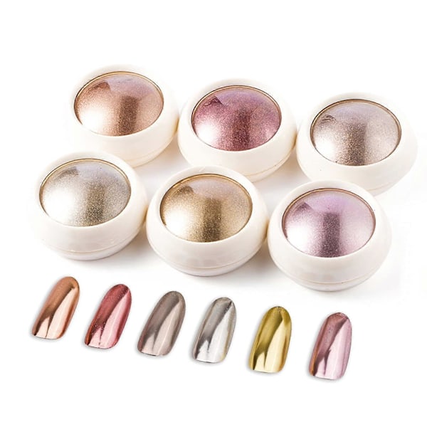 Krom Nagelpulver Roséguld Metallisk Nagelkonst Pigmentpulver Set Glänsande Nagelglitterpulver med Magisk Spegeleffekt för Nagelkonst Design Dekoration 6