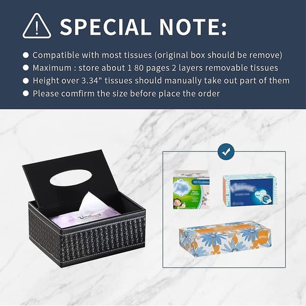 Servettboxlock Rektangulär Läder Svart Servetthållare