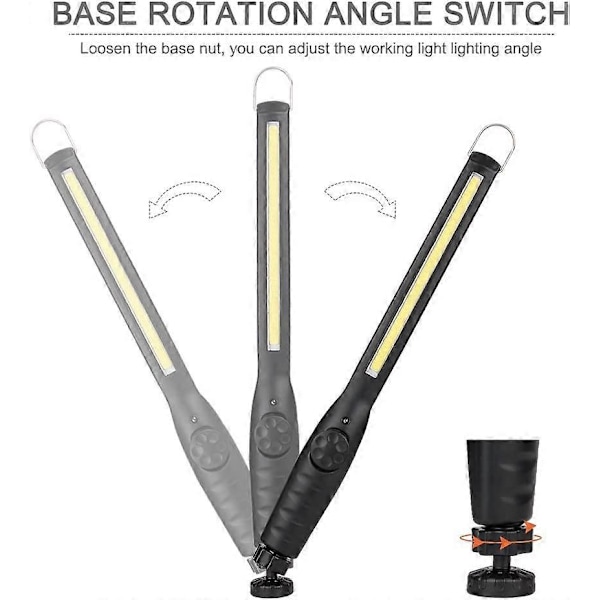 Arbetslampa för nödsituationer, USB-uppladdningsbar inspektionslampa för nödsituationer, COB-ficklampa med magnetisk bas och hängkrok för gör-det-själv, arbete, promenader, fiske, camping