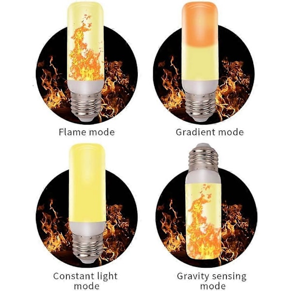 4-pack 3W E27 Fladdrande Eldeffekt Flamljuslampor, 4 Ljuslägen, IP42, Vattentät, Gul