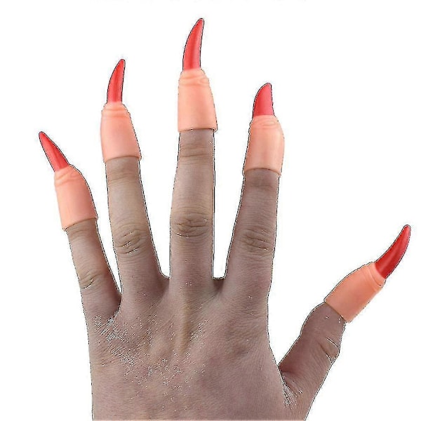 Häxfingerklor Nagel-klor Lösnaglar Halloween Kostymer Spöklika Läskiga Häxnaglar Falska Fingertassar Fingertopps-pilklo Cosplay Party Hal