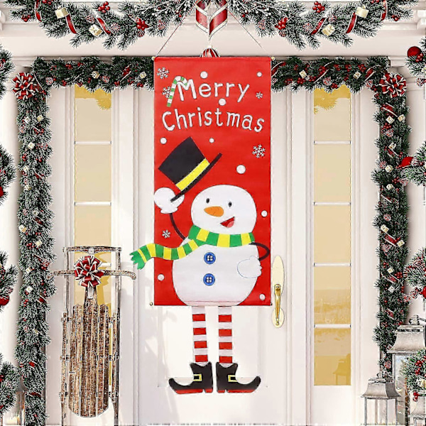 2-pack Juldekorationer Banner Skyltar Julhängande Skylt Xmas Tomte Snögubbe Vägg Dörrskylt för Juldekorationer