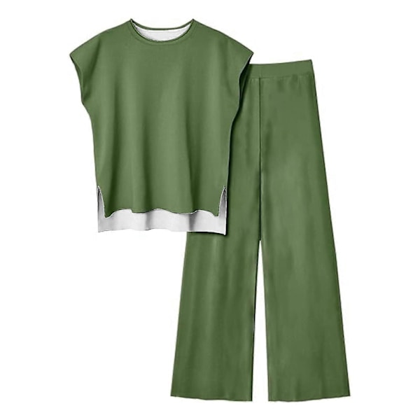 Dam Able Casual Ärmlös Kort Fram Lång Bak Ärmlös Topp Och Byxor Set