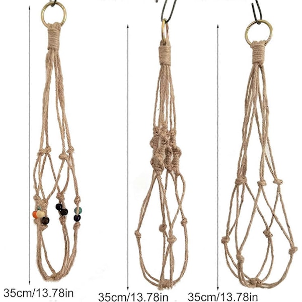 3 st Macrame Växthängare Bohemisk Rep Handvävda Blommor Bomullsrep
