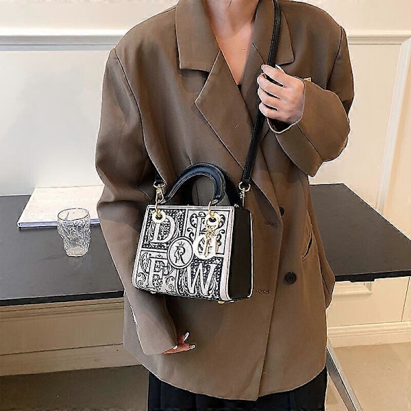 Vintage mode Äkta läder Dam Broderi väska crossbody väska handväska box