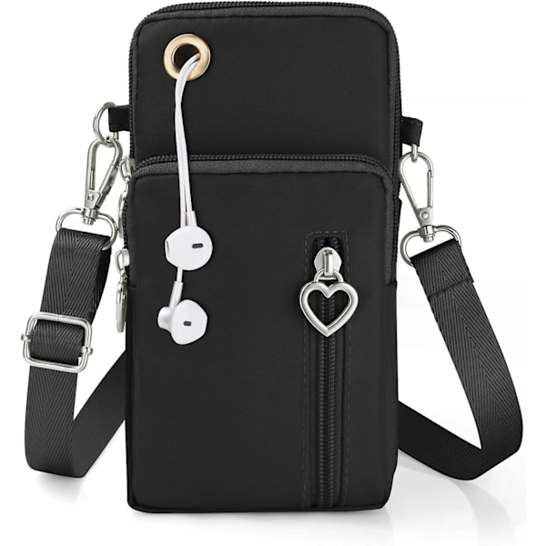 Oxfordtyg Messenger Väska Sportarmband med Justerbar Axelrem, för 7'' Telefon (med Hörlursuttag)