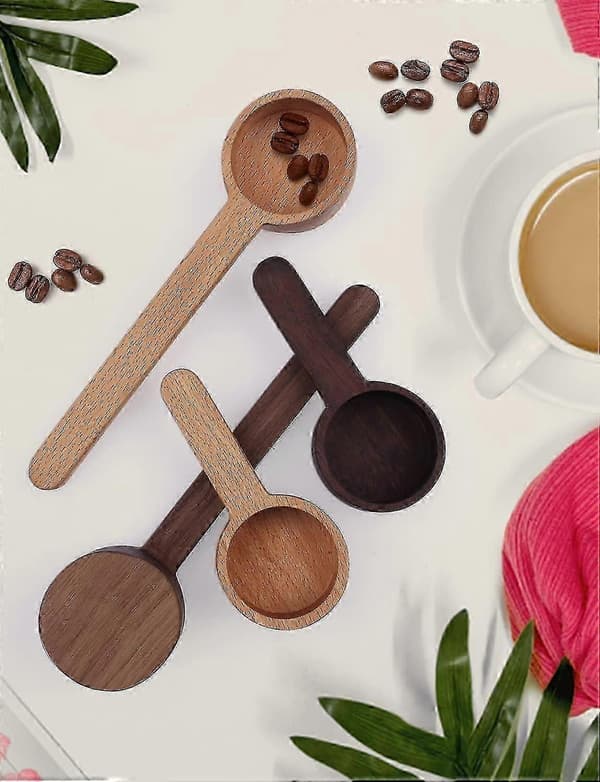 (bok) Kaffeskopa, Träskopa, Graderad Måttskopa för Malet Kaffe, Kaffedosering Sked Måttsked
