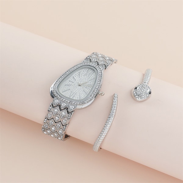 Quartz watch watch och armband set för kvinnor tjejer elegant si