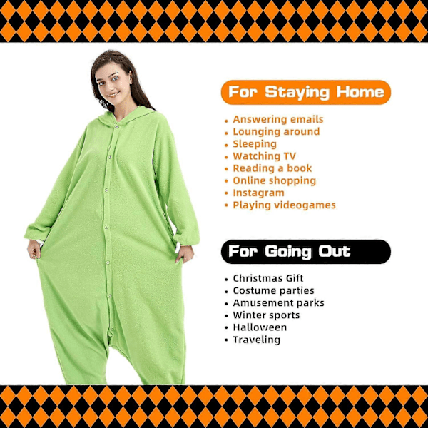 Unisex Vuxen Onesie Pyjamas Djur Heldräkt Halloween Kostym Jul Sovkläder Jumpsuit Mike Wazowski X-Large
