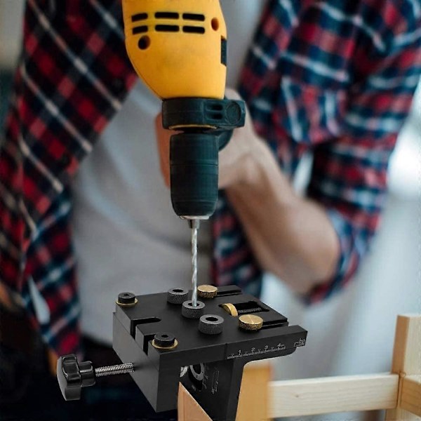 6 8 10 mm 3-i-1 Snickeriverktyg Lokaliserare, Positioneringsklämma Justerbar Borr, Doweling Jig Kit, Förlängningsstänger