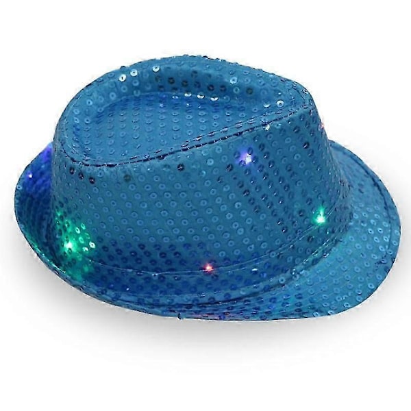 Vuxen 9-färgs LED-lampa paljetter Performance Jazz-keps (Marinblå) 1 styck