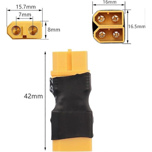 XT60 Förlängningskabel med kontakt 12AWG 50CM Silikonkabel XT60 Kontakt för RC Lipo Batteri DIY Reservdel Fjärrkontroll Leksaksdelar (2 ST, XT60 Hona till 2 Hane)