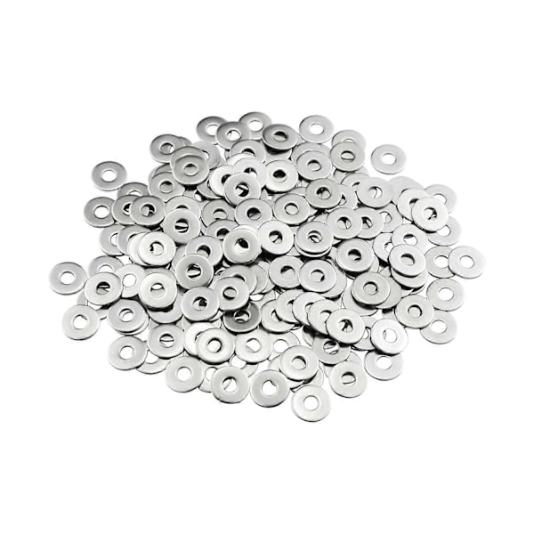 Metallbrickor M4, Platta Brickor 100 Stycken, Rostfri Bricka M4 x 12mm, Bricka i 304 Rostfritt Stål DIN9021 / ISO7093