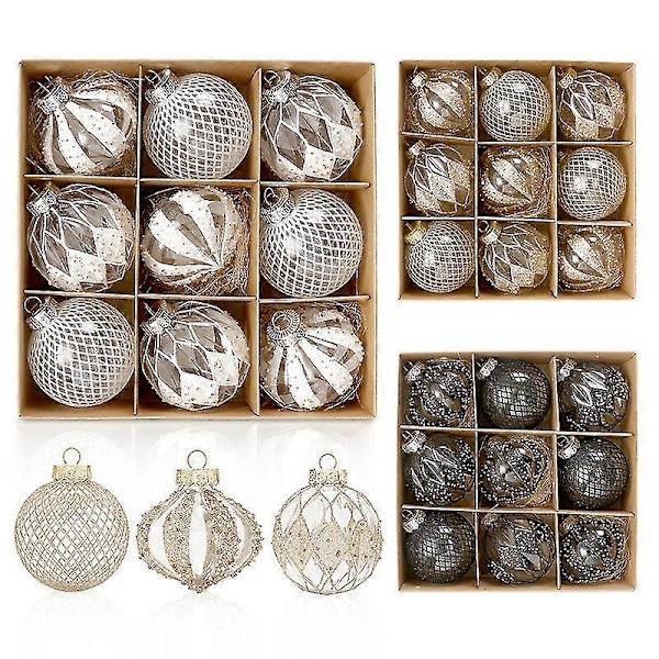 9 st 9 cm Trädkulor Flerfärgade Kuldekorationer Julgran Hängande Ornament För Hemmet Navidad Nyår