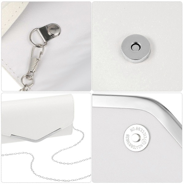 Vit Aftonväska Handväska Bröllopsfest Messenger Väska Clutch Väska Plånbok Enkel Kedjeväska för Kvinnor Damer