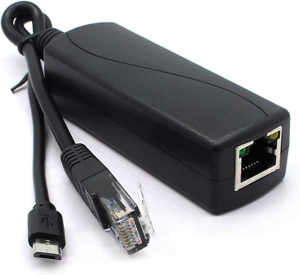 2-pack Gigabit PoE-splitter, 48V till 5V 2.4A Micro USB Ethernet-adapter, Fungerar med Raspberry Pi 3B+ IP-kamera och mer